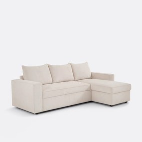 3-zits hoekslaapbank met opbergruimte, fijn ribfluweel, FLO