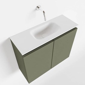 Mondiaz Ture 60cm toiletmeubel army met wastafel talc midden geen kraangat