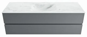 Mondiaz Vica DLux badmeubel 150cm plata 2 lades met wastafel opalo midden 1 kraangat