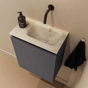 Mondiaz Ture DLux toiletmeubel 40cm dark grey met wastafel ostra rechts zonder kraangat