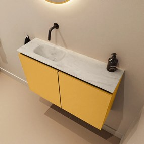 Mondiaz Ture DLux toiletmeubel 80cm ocher met wastafel opalo links zonder kraangat