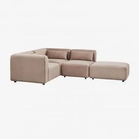3-delige Modulaire Hoekbank Met Poef Fogler Corduroy Kameelbruin - Sklum