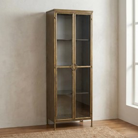 Dutchbone Gertlush Vitrinekast Antiek Messing - 63.5x41.5x184cm.
