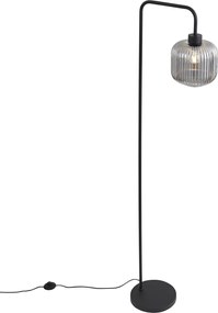 Smart vloerlamp zwart met smoke glas incl. Wifi A60 - Ana