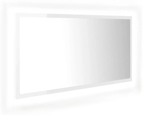 vidaXL Badkamerspiegel LED 90x8,5x37 cm spaanplaat hoogglans wit