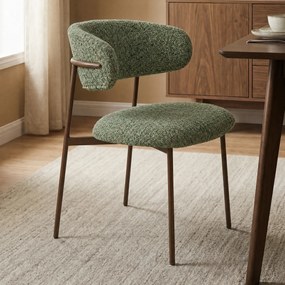 Vintage Eetkamerstoel Walnoot Groen