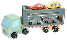 Vrachtwagen met oplegger, hout