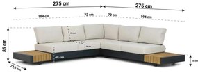 Hoek loungeset 5 personen Aluminium/teak Grijs  Santika Furniture Santika
