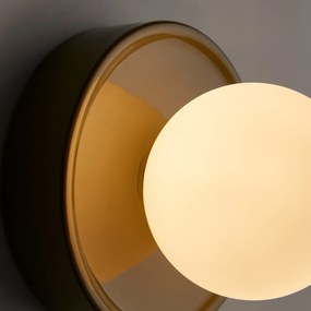 Wand- of plafondlamp, rond, keramiek en opaline glas, diameter 16,8 cm, HOLI