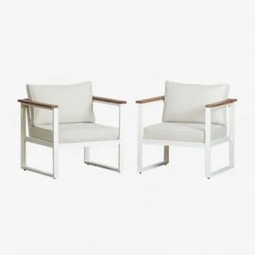 Set Van 2 Aluminium Tuinfauteuils Lipov Gardenia Wit - Sklum