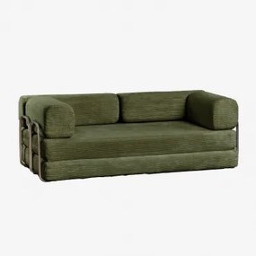 Igone Vacuümverpakte Corduroy 2-zits Slaapbank Corduroy Leger Groen - Sklum