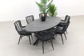 Jasmine Black/Silva 240x115 cm. ovale tuinset - 7-delig