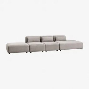 3-delige Modulaire Bank Met Rechter Chaise Longue En Poef Fogler Corduroy Licht Taupegrijs - Sklum