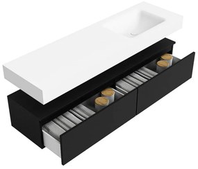 Zaro Alan badmeubel 160cm urban 2 lades met vrijhangende wastafel cloud rechts 1 kraangat talc