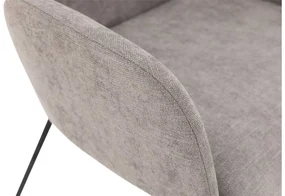 Goossens Eetkamerstoel Hera lichtgrijs stof met armleuning, modern design