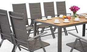 Garden Point grijze aluminium tuinmeubelen met grote Verona Wood tafel voor 12 personen