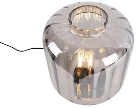 Design tafellamp zwart met smoke glas - Qara