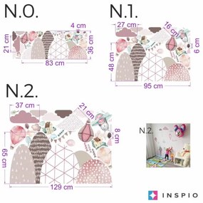 INSPIO Muurstickers - Heuvels en Ballonnen in Roze
