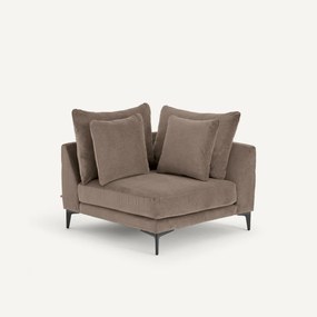 Hoekbank in stone-kleurig fluweel, MODERNISTE, ontwerp van Emmanuel Gallina