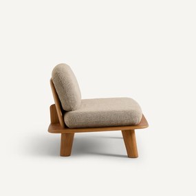 Fauteuil van massief teakhout met kussens van gemêleerde stof, Mazai
