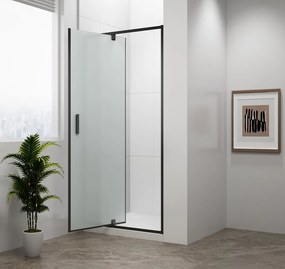 Polysan Easy Black douche draaideur mat glas 90x190cm zwart mat