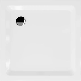 Mexen Flat slimme vierkante douchebak 100 x 100 cm, wit, chrom sifon - 40101010