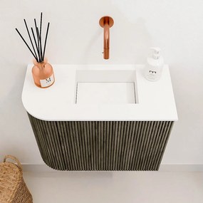 Mondiaz Joya 50cm toiletmeubel ronding links shadow met wastafel faye rechts zonder kraangat talc