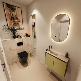 Mondiaz Ture DLux toiletmeubel 60cm oro met wastafel frappe links met kraangat