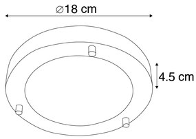 Moderne plafonnière staal 18 cm IP44 - Yuma
