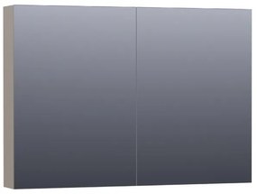 BRAUER Plain Spiegelkast - 100x70x15cm - 2 links/rechtsdraaiende spiegeldeuren - MDF - mat taupe SK-PL100MT