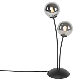 Moderne tafellamp zwart 2-lichts met smoke glas - Athens Landelijk G9 Binnenverlichting Lamp
