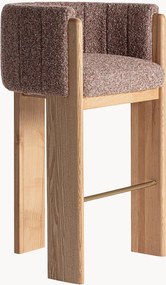 Barkruk Sernier van eikenhout & bouclé