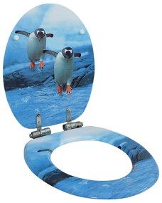 vidaXL Toiletbril met soft-close deksel pinguïn MDF