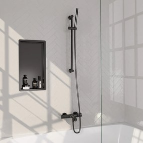 Brauer Stripe thermostatische badkraan met glijstang en staafhanddouche gunmetal geborsteld PVD