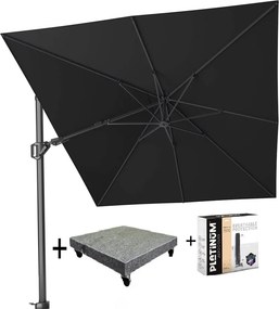 Challenger T2 zweefparasol 350x260 cm antraciet met parasolvoet 90KG voet en hoes