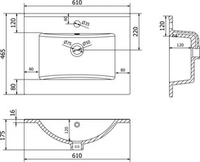 Mexen Atena inbouw wastafel 61 x 46 cm, wit - 25016000