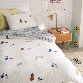 Kussensloop voor kinderen, gewassen katoen, hondenprint, DOG SQUAD