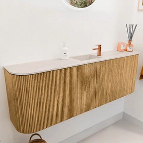 Mondiaz Joya DLux 125cm toiletmeubel ronding links/rechts oak met wastafel faye midden 1 kraangat meli