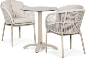 Tuinset Ronde Tuintafel 2 personen 70 cm Rope Zand/Beige Lifestyle Garden Furniture Monaco/Talao