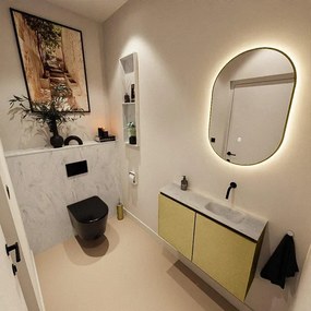 MONDIAZ TURE-DLUX 80cm toiletmeubel Oro. EDEN wastafel Opalo positie rechts. Zonder kraangat. TUREDX80OROR0OPA