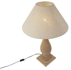 Landelijke tafellamp met linnen kap beige 55 cm - Burdock Landelijk E27 cilinder / rond rond Binnenverlichting Lamp