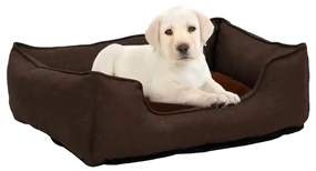 vidaXL Hondenmand linnen-look 85,5x70x23 cm fleece bruin