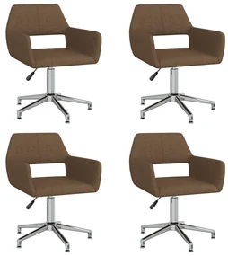 vidaXL Eetkamerstoelen draaibaar 4 st stof bruin