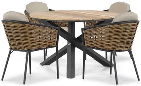 Tuinset Ronde Tuintafel 4 personen 120 cm Aluminium/wicker Grijs  Lifestyle Garden Furniture Nice/Fabriano