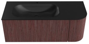 Mondiaz Kurve 115cm badmeubel ronding rechts ruby met 1 lade en deur en wastafel big small kraangat links urban
