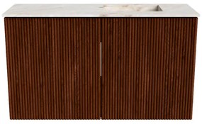 Mondiaz Joya DLux 70cm toiletmeubel ruby met wastafel faye rechts zonder kraangat frappe