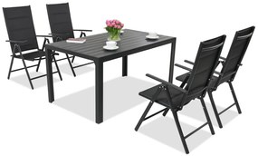Aluminium tuinmeubelen polywood Verona voor 4 personen zwart