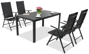 Aluminium tuinmeubelen polywood Verona voor 4 personen zwart