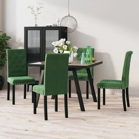 vidaXL Eetkamerstoelen 4 st fluweel donkergroen