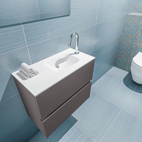 Mondiaz Ada 60cm toiletmeubel dark grey met wastafel talc rechts 1 kraangat